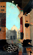 Reflets Place Saint Marc - Acrylique sur toile - 55 x 33 cm